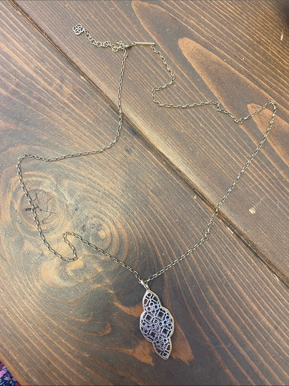 Kendra scott abbie long gold and silver Pendant Necklace - Elegant Silver Tone